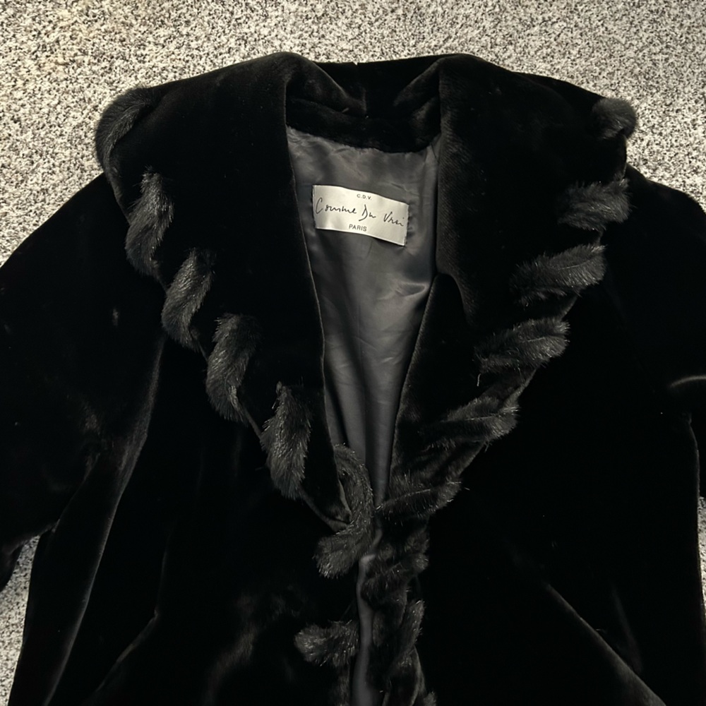 Vintage Comme Du Vrai Faux Fur Coat Size: 8 - Picture 3 of 13